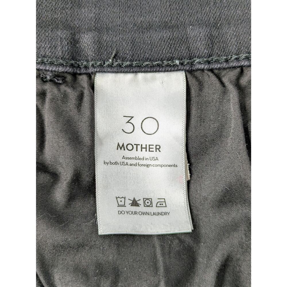 MOTHER Hustler Ankle Fray Jeans 30 Black High Rise Crop Raw Hem Not Guilty - Picture 4 of 15